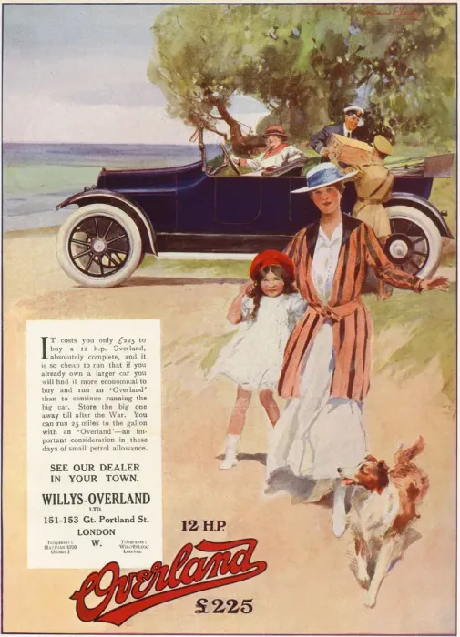 Framed Print : A trip to the seaside in our 12 hp Overland tourer. Date: 1916 Framed Print : A trip to the seaside in our 12 hp Overland tourer. Date: 1916