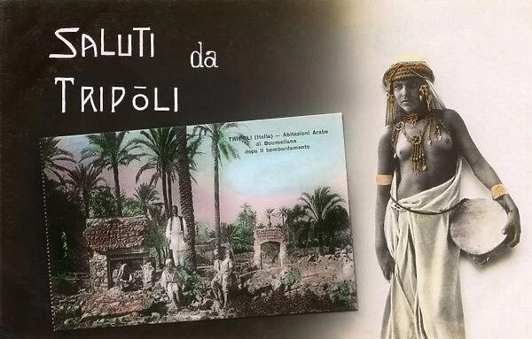Tripoli, Libya - Italo-Turkish War damage and exotic dancer