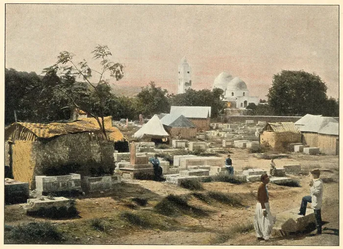 Framed Print : Tripoli: mosque and cemetery of Tailen. Date: 1890s Framed Print : Tripoli: mosque and cemetery of Tailen. Date: 1890s