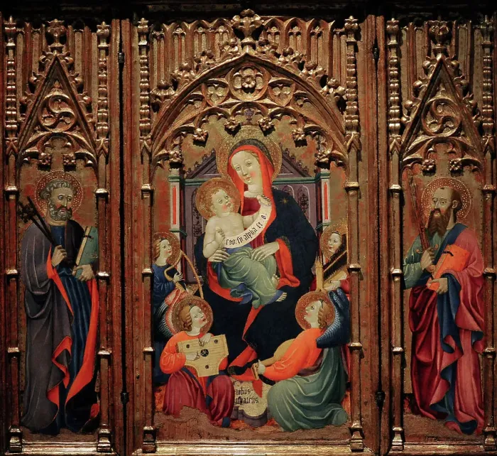 Framed Print : Triptych of Virgin and Child with Musician Angels Framed Print : Triptych of Virgin and Child with Musician Angels