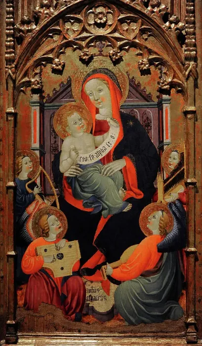 Framed Print : Triptych of Virgin and Child with Musician Angels Framed Print : Triptych of Virgin and Child with Musician Angels
