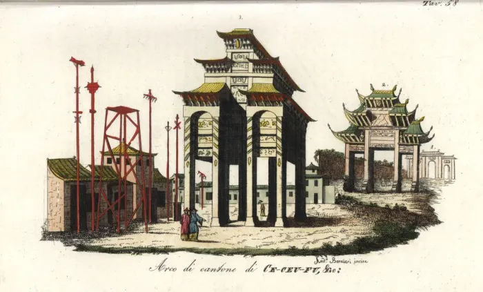 Framed Print : Triumphal arch of Ce-ceu-fu in Canton, China Framed Print : Triumphal arch of Ce-ceu-fu in Canton, China