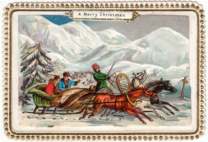 Framed Print : Troika ride on a Christmas card Framed Print : Troika ride on a Christmas card