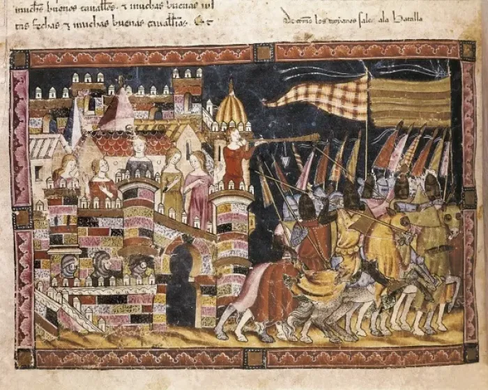 Framed Print : Trojan War. Trojans going to war. Fol. 86v of Framed Print : Trojan War. Trojans going to war. Fol. 86v of