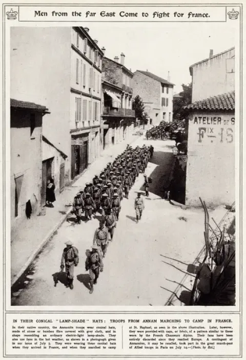 Framed Print : Troops from Annam marching to a camp in France 1916 Framed Print : Troops from Annam marching to a camp in France 1916