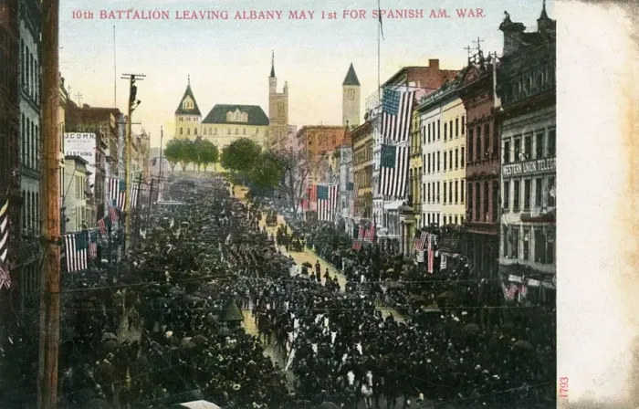 Framed Print : Troops leaving Albany, NY, for Spanish-American War Framed Print : Troops leaving Albany, NY, for Spanish-American War