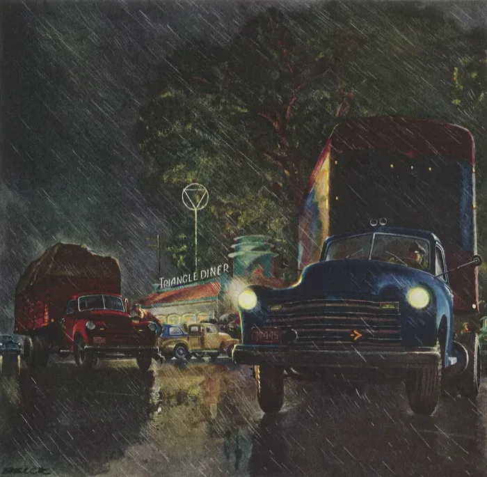 Framed Print : Truckers Leave Diner Date: 1950