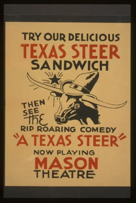 Framed Print : Try our delicious Texas steer sandwich, then see the rip roa Framed Print : Try our delicious Texas steer sandwich, then see the rip roa