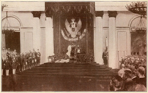 Tsar Nicholas II reading the Opening Decree to the Duma