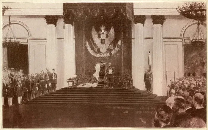 Framed Print : Tsar Nicholas II reading the Opening Decree to the Duma Framed Print : Tsar Nicholas II reading the Opening Decree to the Duma