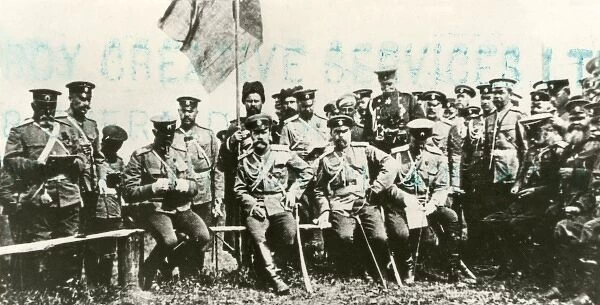 Tsar Nicholas II of Russia with army officers