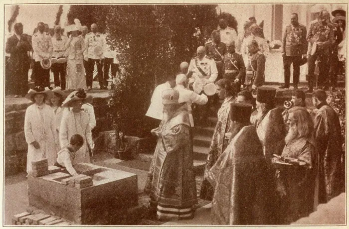 Framed Print : Tsarevich of Russia lays first stone of the Altar at Reval Framed Print : Tsarevich of Russia lays first stone of the Altar at Reval