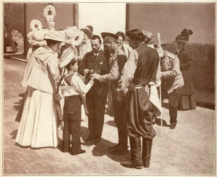 Framed Print : Tsarevich of Russia sells daisies to aid TB patients Framed Print : Tsarevich of Russia sells daisies to aid TB patients