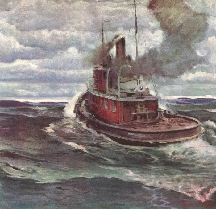 Framed Print : Tugboat at Sea Date: 1948 Framed Print : Tugboat at Sea Date: 1948