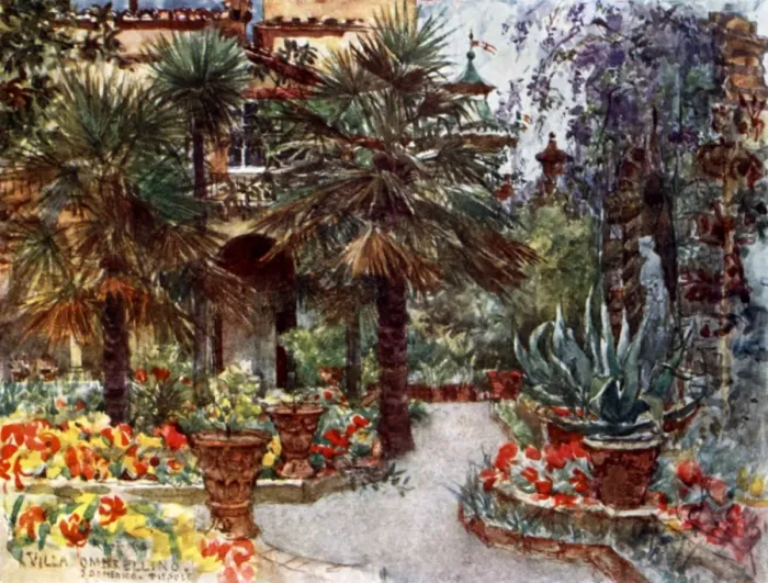 Framed Print : Tulips and Wistaria in the garden of a Florentine Villa Framed Print : Tulips and Wistaria in the garden of a Florentine Villa