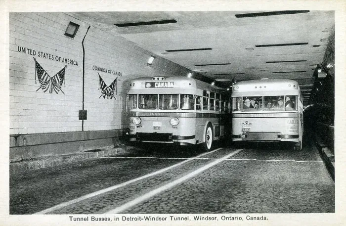 Framed Print : Tunnel Buses in the Detroit-Windsor Tunnel Framed Print : Tunnel Buses in the Detroit-Windsor Tunnel