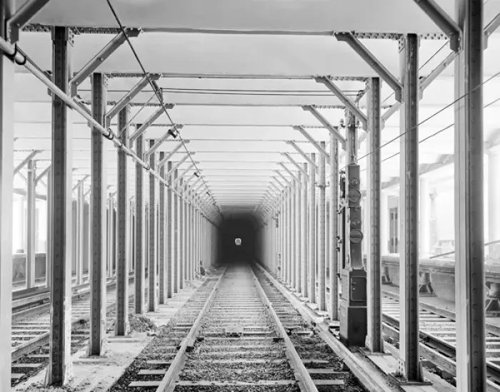 Framed Print : Tunnel of iron girders on the New York subway, New York City Framed Print : Tunnel of iron girders on the New York subway, New York City