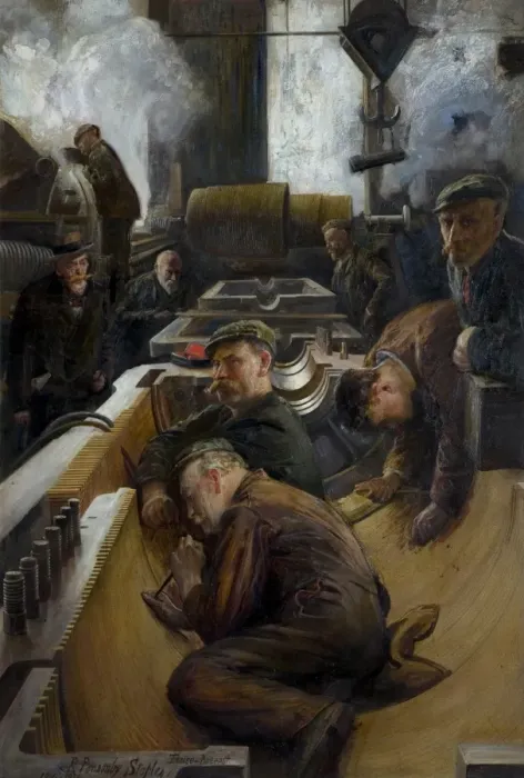 Framed Print : Turbine Makers Left-hand Panel of Triptych shipbuilding i Framed Print : Turbine Makers Left-hand Panel of Triptych shipbuilding i