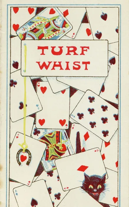 Framed Print : Turf Whist, playing cards scorecard, cards and cat Framed Print : Turf Whist, playing cards scorecard, cards and cat
