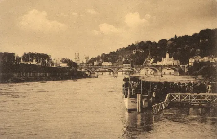Framed Print : The Turin Exposition of 1911 - Landing stage on River Po Framed Print : The Turin Exposition of 1911 - Landing stage on River Po