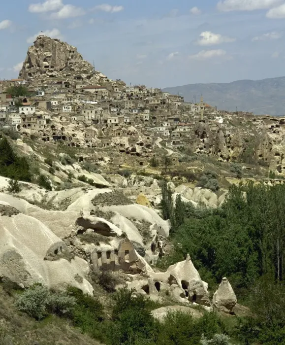 Framed Print : Turkey. Cappadocia. The town Uchisar. Cave house. Central An Framed Print : Turkey. Cappadocia. The town Uchisar. Cave house. Central An