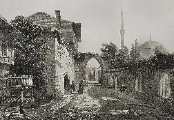 Turkey. Constantinople. Old Istanbul. Engraving