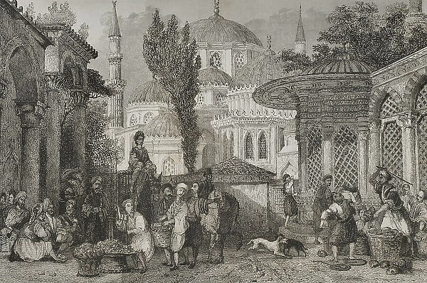 Turkey. Constantinople. The Sehzade Mosque. Engraving