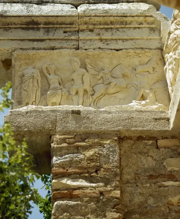 Framed Print : Turkey. Ephesus. Temple of Hadrian. 2nd century. Frieze rel Framed Print : Turkey. Ephesus. Temple of Hadrian. 2nd century. Frieze rel