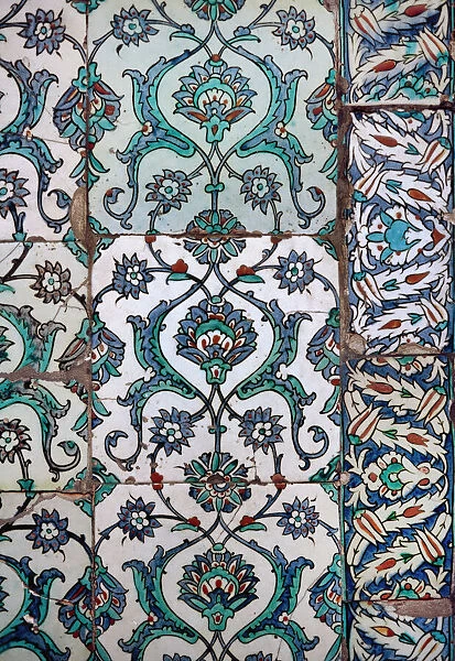 Turkey. Istanbul. Topkapi Palace. Detail of glazed pottery