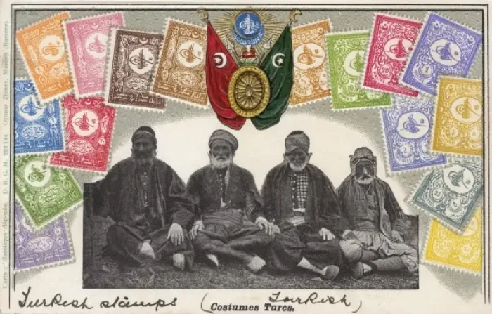 Framed Print : Turkey - Venerable Turks surrounded by postage stamps Framed Print : Turkey - Venerable Turks surrounded by postage stamps