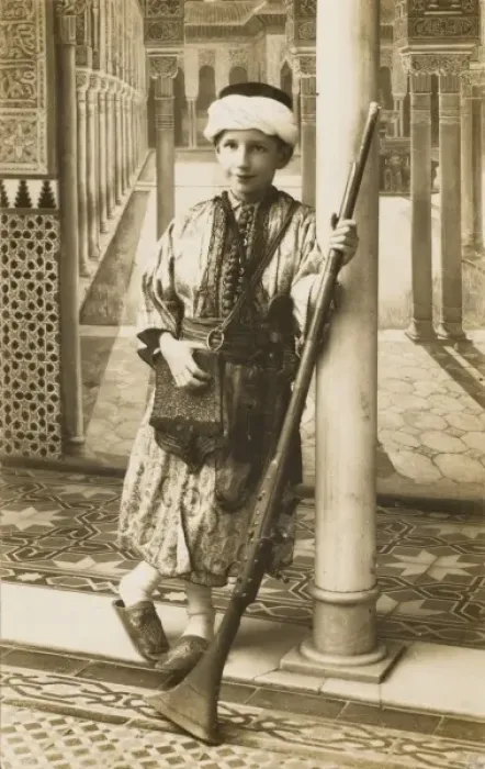 Framed Print : Turkish boy standing with a traditional rifle Framed Print : Turkish boy standing with a traditional rifle