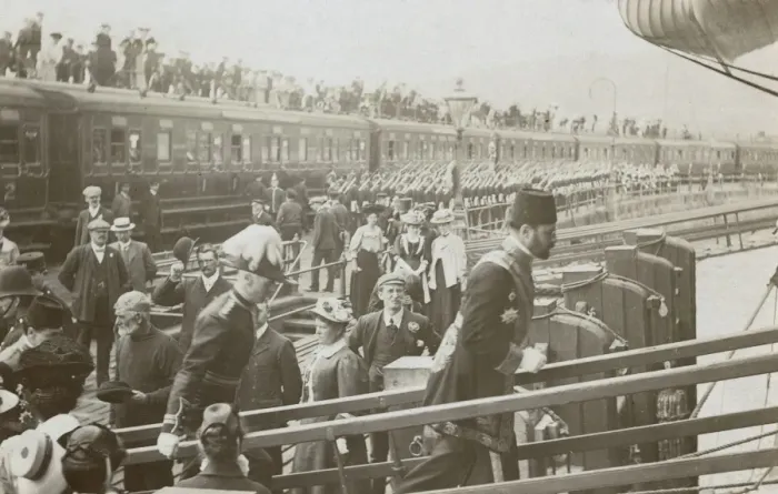 Framed Print : Turkish Dignitary boarding a ship at Dover Framed Print : Turkish Dignitary boarding a ship at Dover