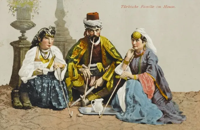 Framed Print : A Turkish family smoking Framed Print : A Turkish family smoking