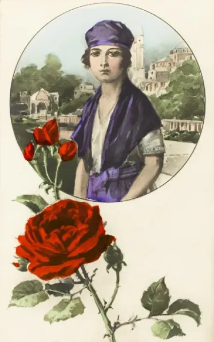 Framed Print : Turkish girl and red rose - Istanbul Framed Print : Turkish girl and red rose - Istanbul