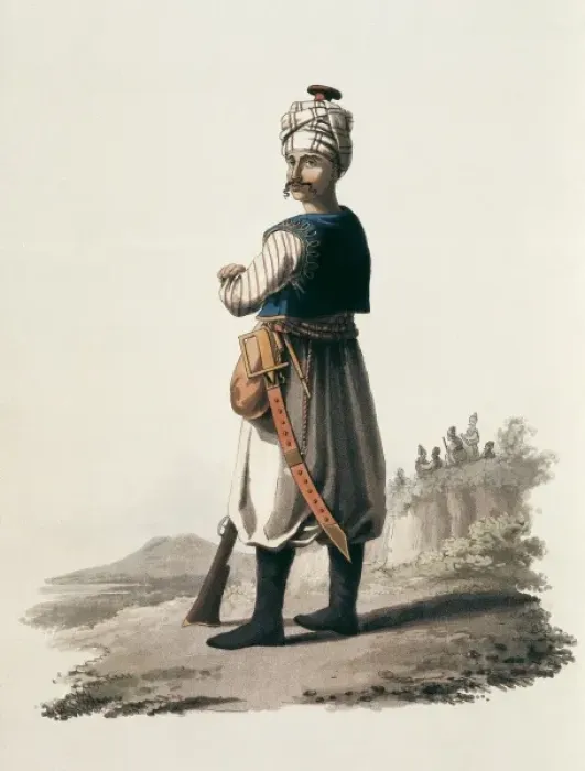 Framed Print : Turkish Janissary. Litography
