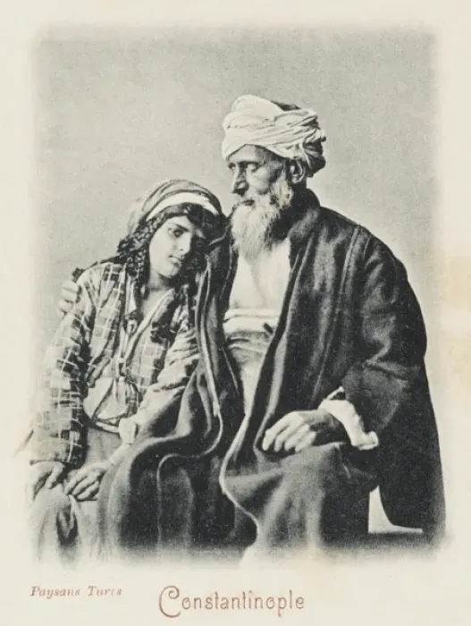 Framed Print : Turkish peasant with his daughter Framed Print : Turkish peasant with his daughter