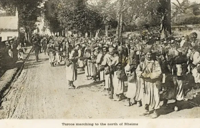 Framed Print : Turkish soldiers marching north of Rheims Framed Print : Turkish soldiers marching north of Rheims