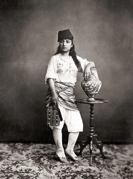 Turkish woman with ornate stockings, Turkey, c. 1880 s
