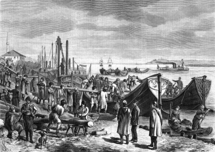 Framed Print : Turks Build Boat Bridge Framed Print : Turks Build Boat Bridge