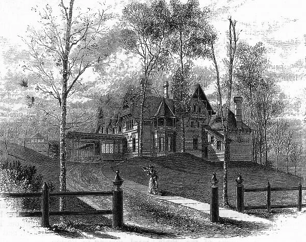 Twain home Hartford. Mark Twains home at Hartford, Connecticut. Date: 1885