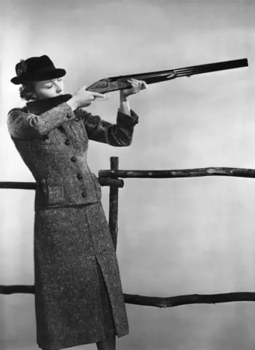 Framed Print : Tweed Lady Shooting Framed Print : Tweed Lady Shooting