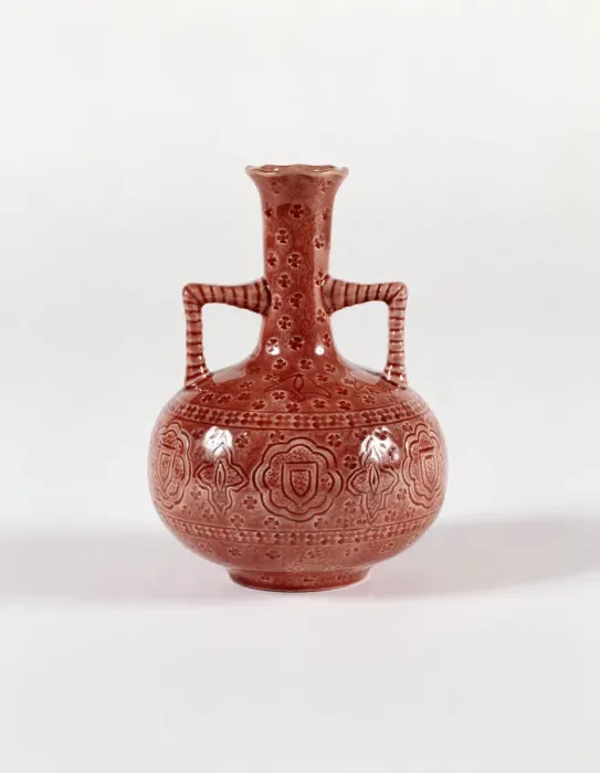 Framed Print : Vase. Twin-handled glazed earthenware vase, stamped on the base with the makers mark BF Framed Print : Vase. Twin-handled glazed earthenware vase, stamped on the base with the makers mark BF