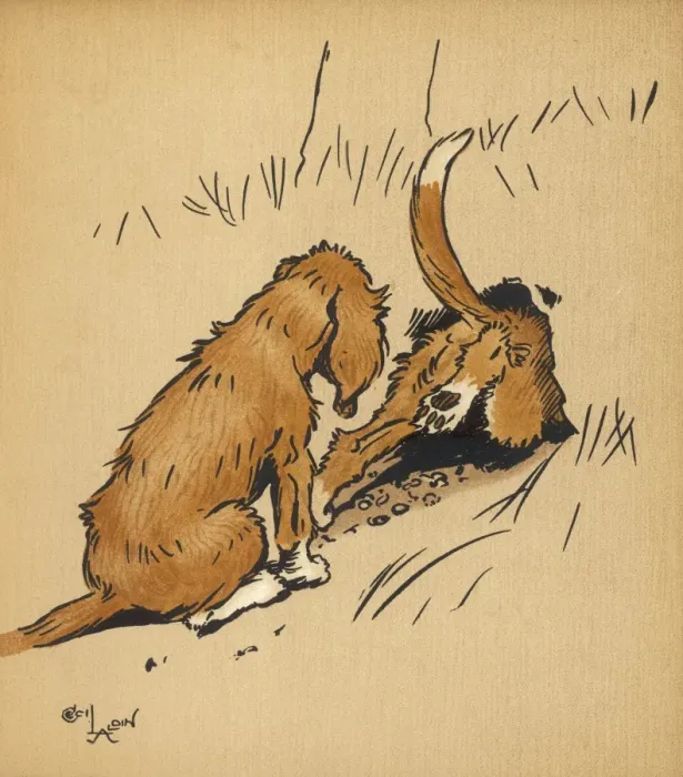 Framed Print : Twin puppies follow rabbit into burrow Framed Print : Twin puppies follow rabbit into burrow