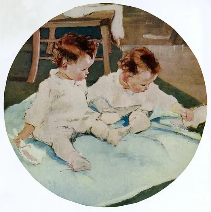 Framed Print : Twin toddlers by Muriel Dawson Framed Print : Twin toddlers by Muriel Dawson