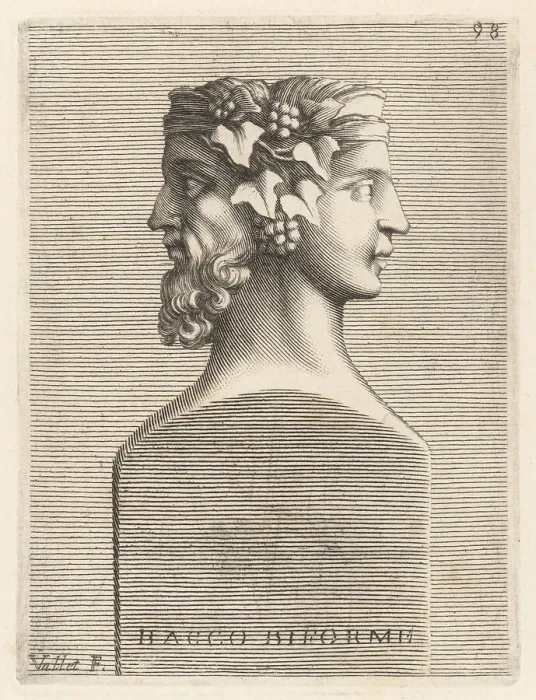 Framed Print : Two-faced bust of Bacchus, Roman god of wine and grapes Framed Print : Two-faced bust of Bacchus, Roman god of wine and grapes