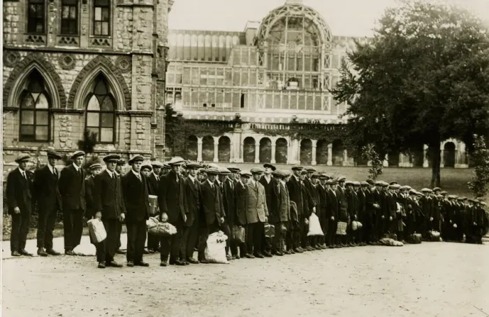 Framed Print : Tyneside naval recruits, Crystal Palace, SE London, WW1 Framed Print : Tyneside naval recruits, Crystal Palace, SE London, WW1