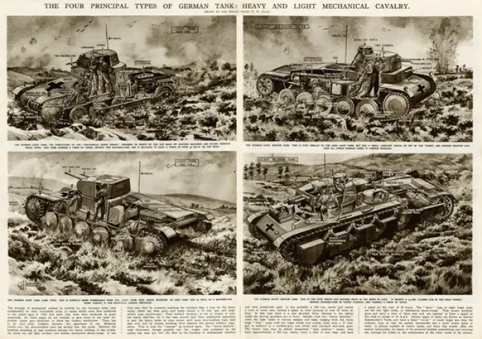 Framed Print : Types of German tank by G. H. Davis Framed Print : Types of German tank by G. H. Davis