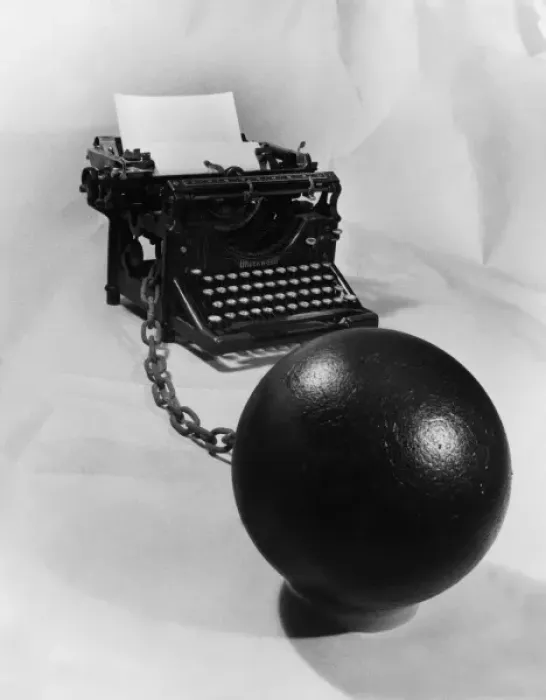 Framed Print : Typewriter, Ball & Chain Framed Print : Typewriter, Ball & Chain