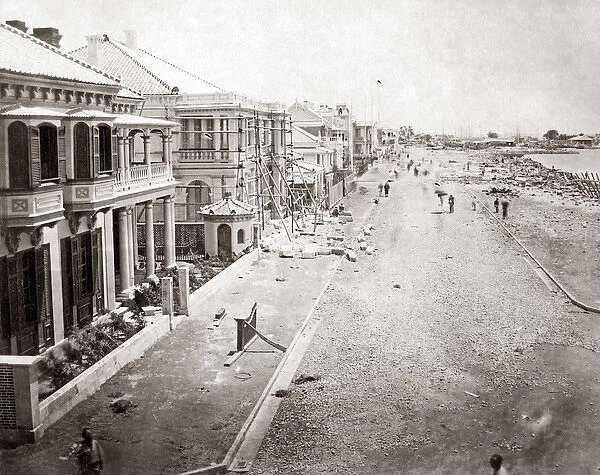 Typhoon damage along the Bund, Kobe, Japan, 1876