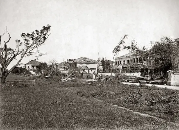 Framed Print : Typhoon damage, Canton, China, 1878 Framed Print : Typhoon damage, Canton, China, 1878